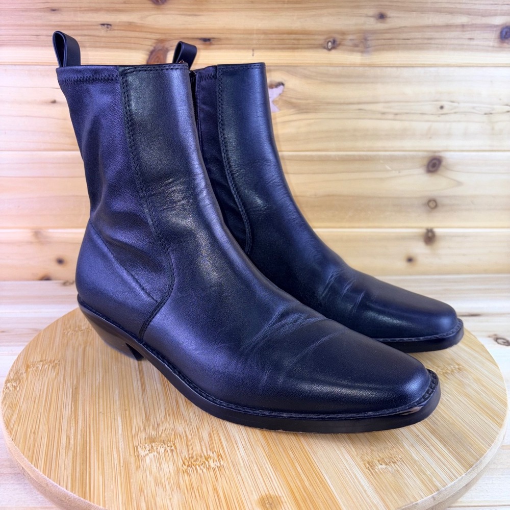 Madewell Booties Womens 6.5 Black Leather The Idris Square Toe Ankle Boot